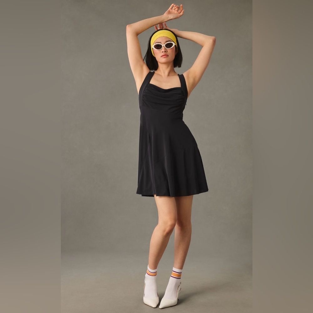 Anthropologie Black Halter Mini Dress
